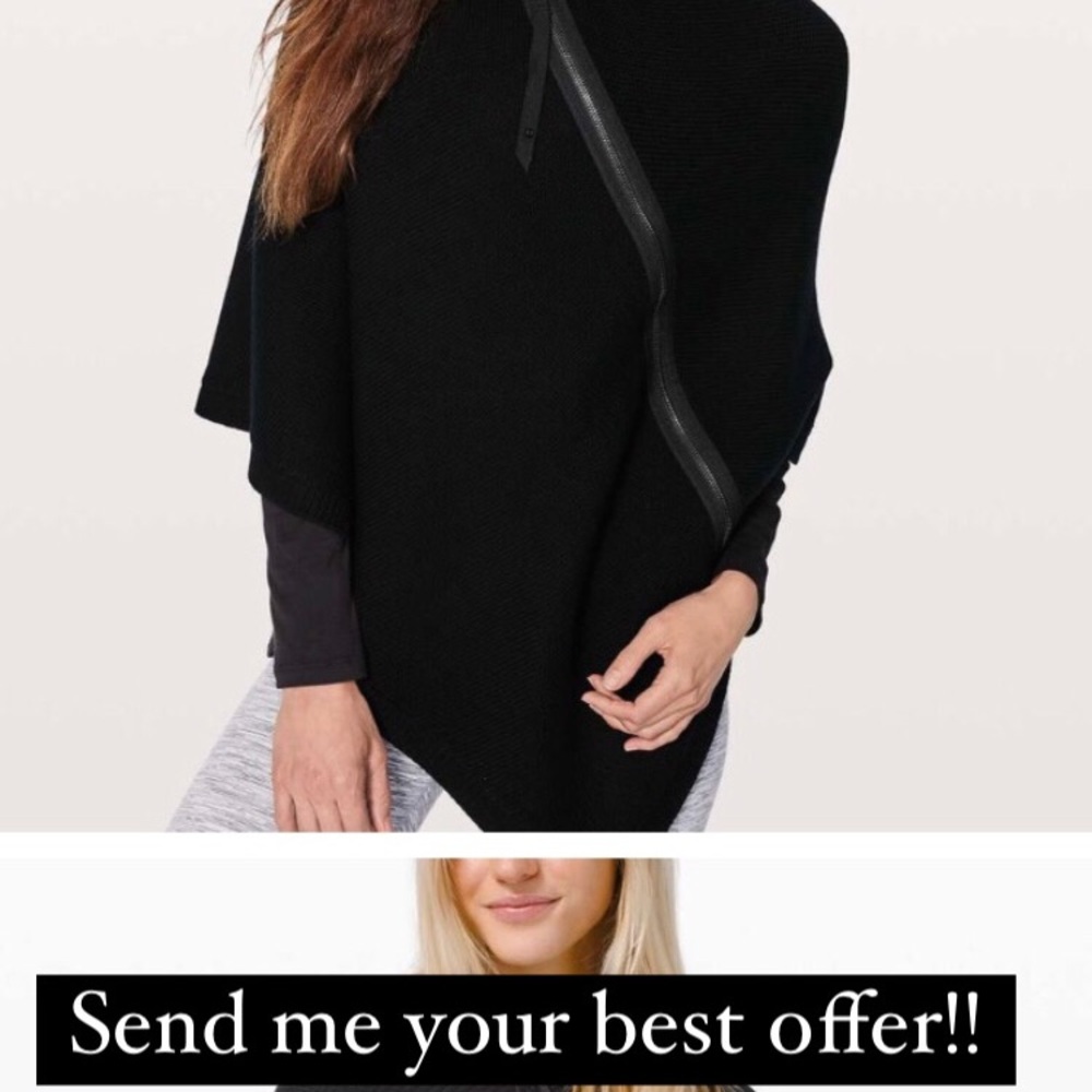 lululemon On The Go Poncho Black Merino Wool One Size